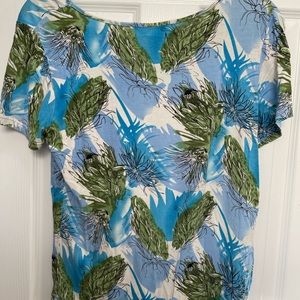 Pineapple Moon Women's Floral/ plant Print  short sleeve Shirt Top Size:S